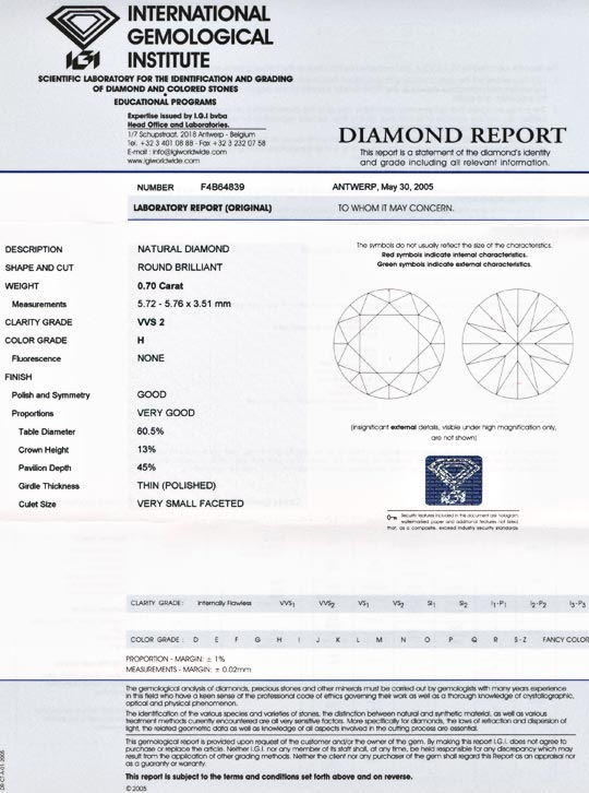 Foto 9 - Diamant 0,70ct Wesselton Weiss VVS IGI Gutachten, D5558
