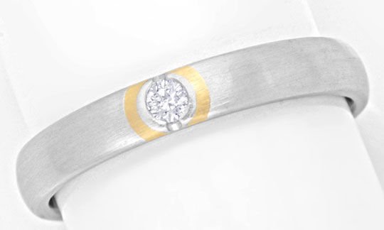 Foto 2 - Platin Brillant-Ring mit Gelbgold Streifen, S6521