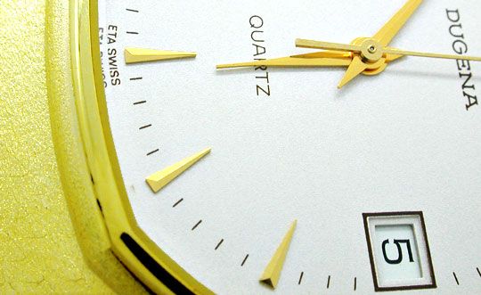 Foto 3 - Dugena Herren-Armbanduhr 14K Gelbgold Topuhr Neuzustand, U1113